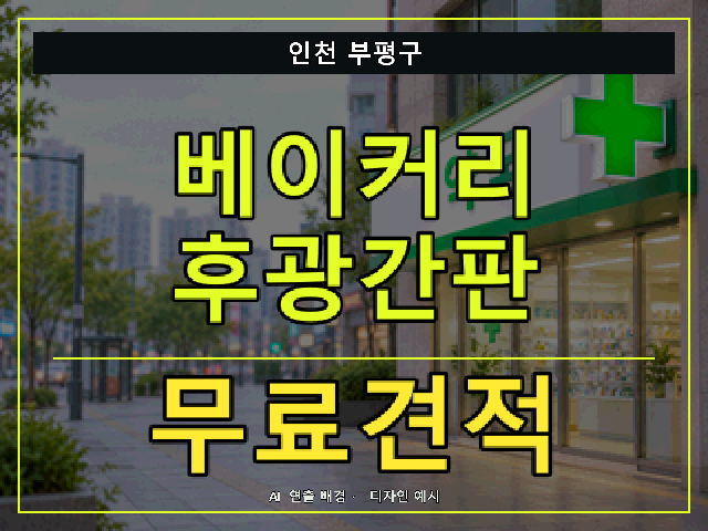 인천 부평구 베이커리 후광간판 무료견적 안내 썸네일 · AI 연출 배경