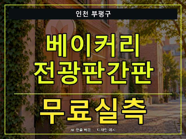인천 부평구 베이커리 전광판간판 무료실측 안내 썸네일 · AI 연출 배경