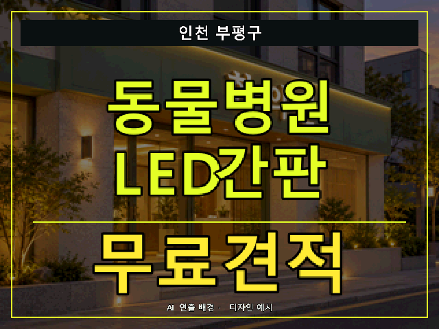 인천 부평구 동물병원 LED간판 무료견적 안내 썸네일 · AI 연출 배경