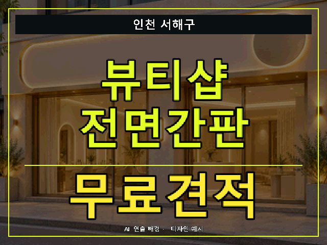 인천 서해구 뷰티샵 전면간판 무료견적 안내 썸네일 · AI 연출 배경