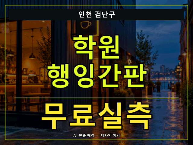 인천 검단구 학원 행잉간판 무료실측 안내 썸네일 · AI 연출 배경