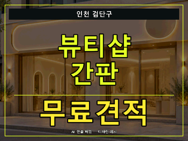 인천 검단구 뷰티샵 간판 무료견적 안내 썸네일 · AI 연출 배경