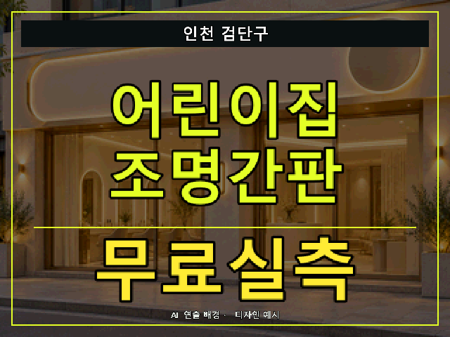 인천 검단구 어린이집 조명간판 무료실측 안내 썸네일 · AI 연출 배경
