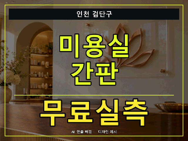 인천 검단구 미용실 간판 무료실측 안내 썸네일 · AI 연출 배경