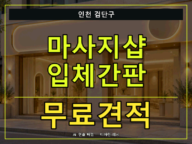 인천 검단구 마사지샵 입체간판 무료견적 안내 썸네일 · AI 연출 배경
