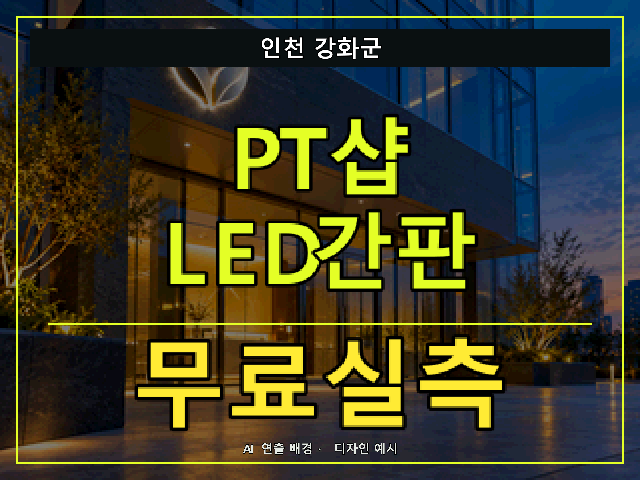 인천 강화군 PT샵 LED간판 무료실측 안내 썸네일 · AI 연출 배경