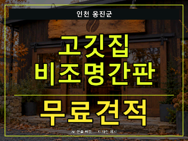 인천 옹진군 고깃집 비조명간판 무료견적 안내 썸네일 · AI 연출 배경