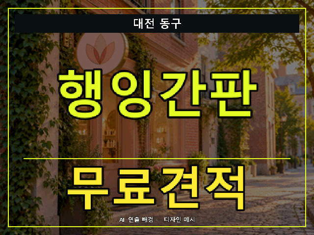 대전 동구 행잉간판 무료견적 안내 썸네일 · AI 연출 배경