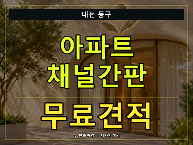 대전 동구 아파트 채널간판 무료견적 안내 썸네일 · AI 연출 배경