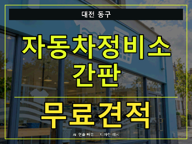 대전 동구 자동차정비소 간판 무료견적 안내 썸네일 · AI 연출 배경