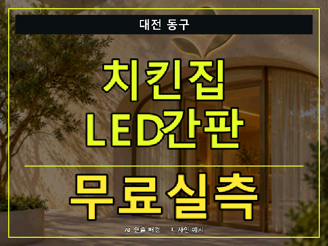 대전 동구 치킨집 LED간판 무료실측 안내 썸네일 · AI 연출 배경
