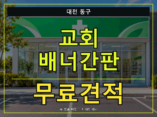 대전 동구 교회 배너간판 무료견적 안내 썸네일 · AI 연출 배경