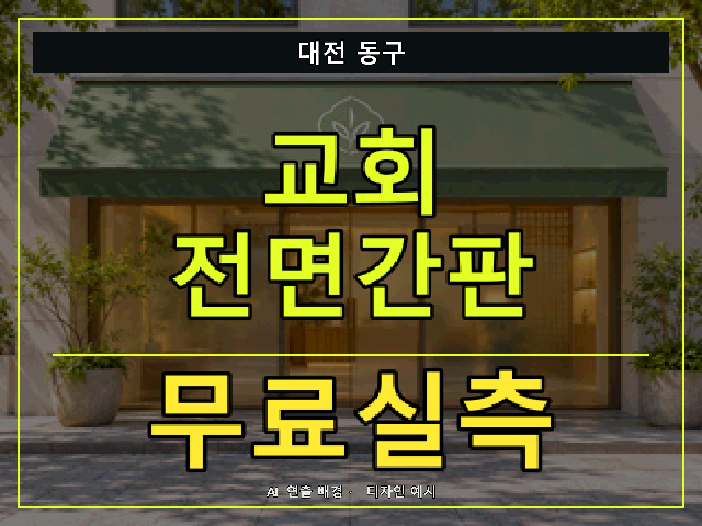 대전 동구 교회 전면간판 무료실측 안내 썸네일 · AI 연출 배경