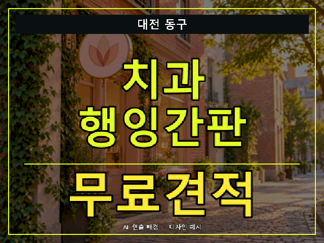 대전 동구 치과 행잉간판 무료견적 안내 썸네일 · AI 연출 배경