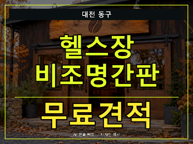 대전 동구 헬스장 비조명간판 무료견적 안내 썸네일 · AI 연출 배경