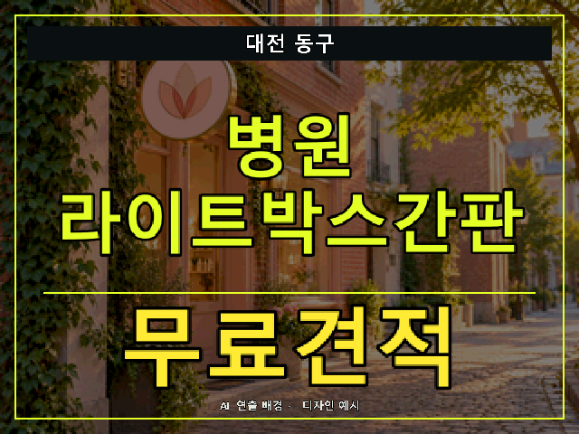 대전 동구 병원 라이트박스간판 무료견적 안내 썸네일 · AI 연출 배경