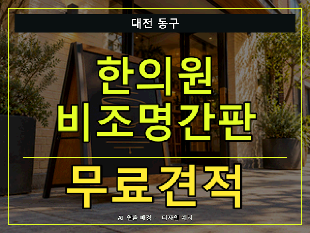 대전 동구 한의원 비조명간판 무료견적 안내 썸네일 · AI 연출 배경
