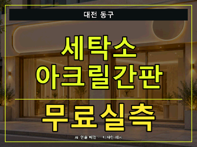 대전 동구 세탁소 아크릴간판 무료실측 안내 썸네일 · AI 연출 배경
