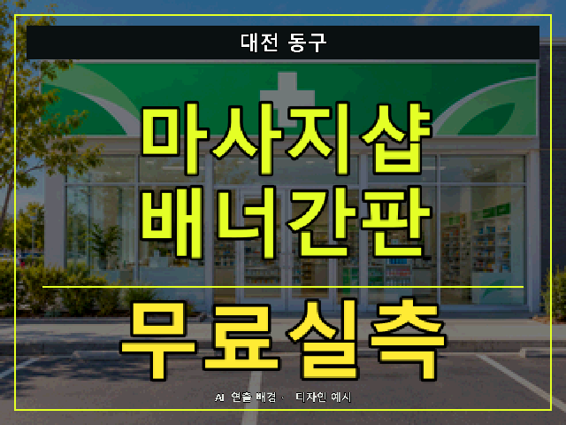 대전 동구 마사지샵 배너간판 무료실측 안내 썸네일 · AI 연출 배경