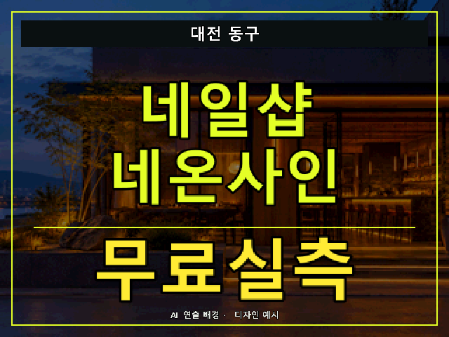 대전 동구 네일샵 네온사인 무료실측 안내 썸네일 · AI 연출 배경