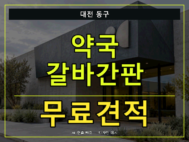 대전 동구 약국 갈바간판 무료견적 안내 썸네일 · AI 연출 배경