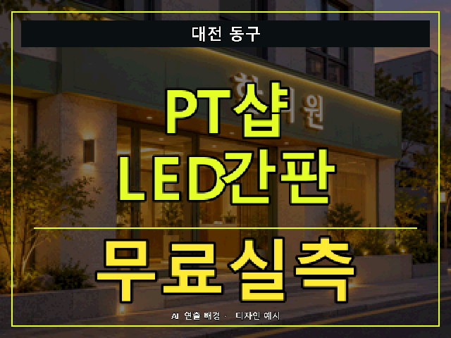 대전 동구 PT샵 LED간판 무료실측 안내 썸네일 · AI 연출 배경