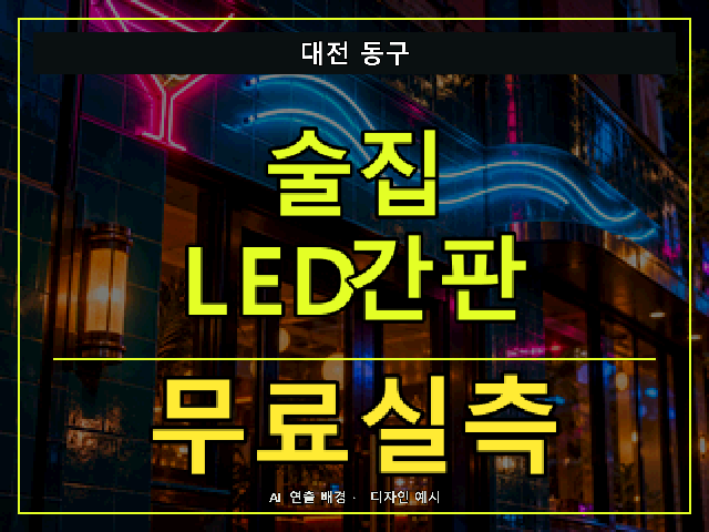 대전 동구 술집 LED간판 무료실측 안내 썸네일 · AI 연출 배경