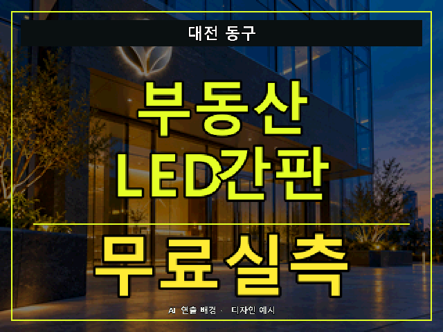 대전 동구 부동산 LED간판 무료실측 안내 썸네일 · AI 연출 배경