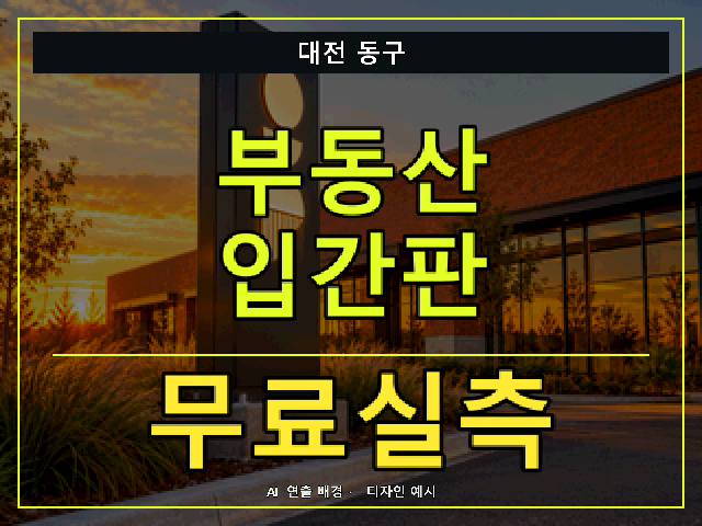 대전 동구 부동산 입간판 무료실측 안내 썸네일 · AI 연출 배경