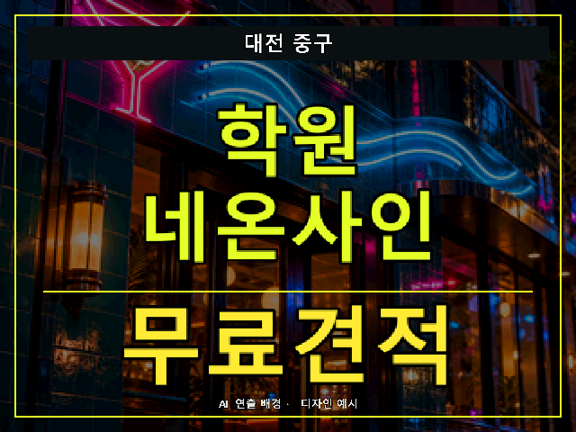 대전 중구 학원 네온사인 무료견적 안내 썸네일 · AI 연출 배경