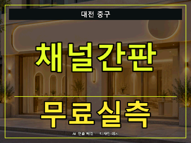 대전 중구 채널간판 무료실측 안내 썸네일 · AI 연출 배경