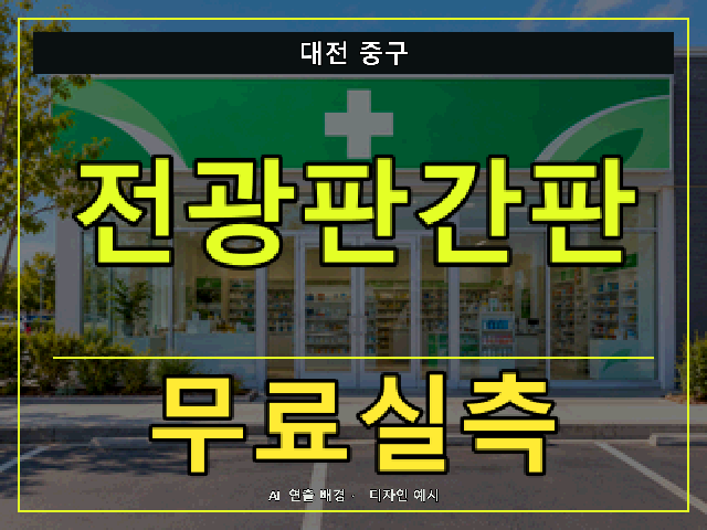 대전 중구 전광판간판 무료실측 안내 썸네일 · AI 연출 배경