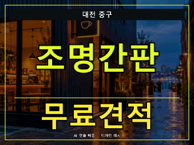 대전 중구 조명간판 무료견적 안내 썸네일 · AI 연출 배경