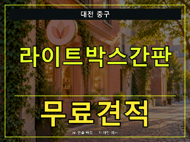 대전 중구 라이트박스간판 무료견적 안내 썸네일 · AI 연출 배경
