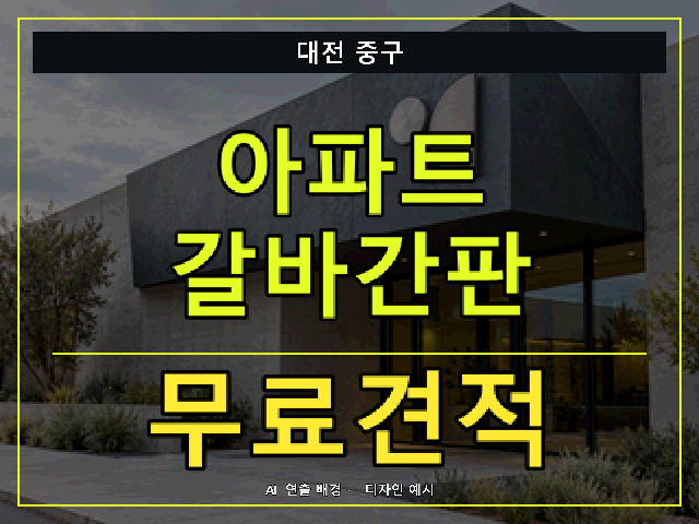 대전 중구 아파트 갈바간판 무료견적 안내 썸네일 · AI 연출 배경