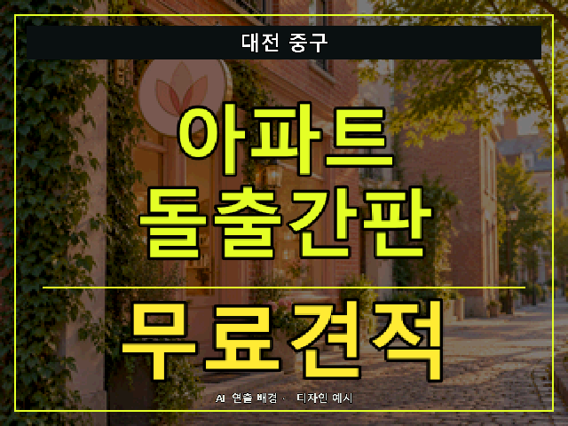대전 중구 아파트 돌출간판 무료견적 안내 썸네일 · AI 연출 배경