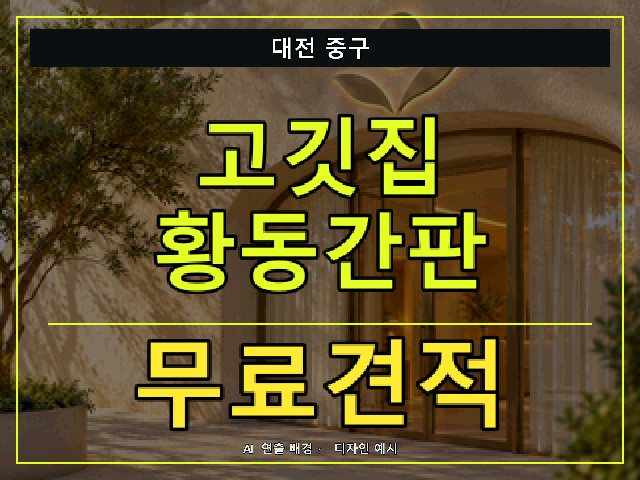 대전 중구 고깃집 황동간판 무료견적 안내 썸네일 · AI 연출 배경