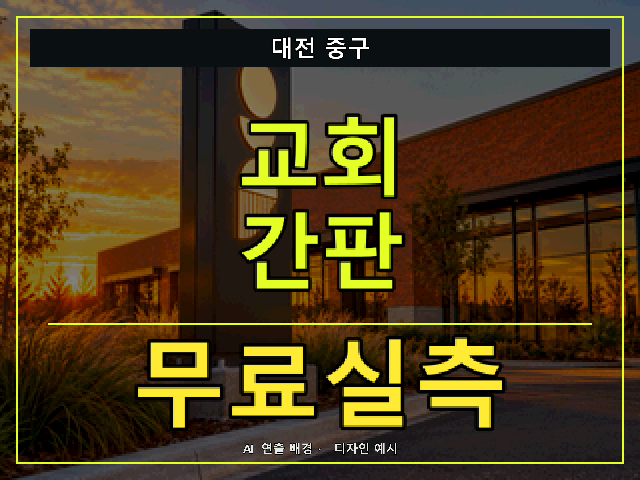 대전 중구 교회 간판 무료실측 안내 썸네일 · AI 연출 배경