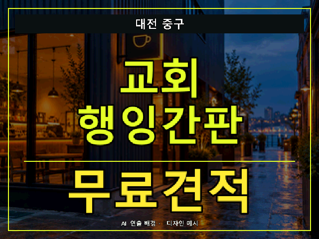 대전 중구 교회 행잉간판 무료견적 안내 썸네일 · AI 연출 배경