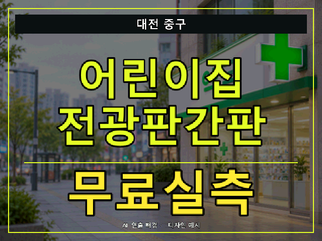 대전 중구 어린이집 전광판간판 무료실측 안내 썸네일 · AI 연출 배경