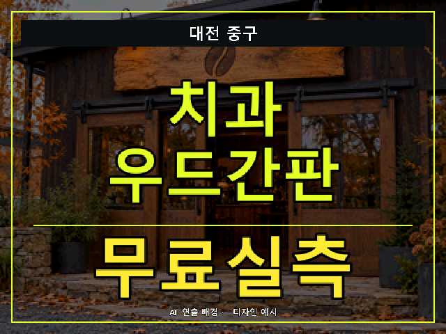 대전 중구 치과 우드간판 무료실측 안내 썸네일 · AI 연출 배경