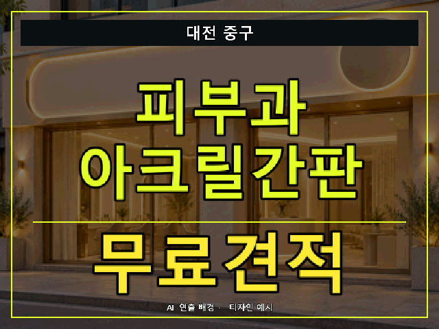대전 중구 피부과 아크릴간판 무료견적 안내 썸네일 · AI 연출 배경