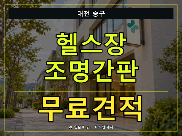 대전 중구 헬스장 조명간판 무료견적 안내 썸네일 · AI 연출 배경