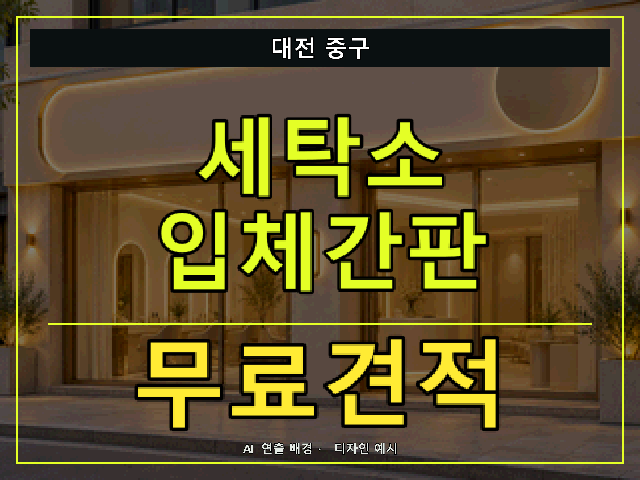 대전 중구 세탁소 입체간판 무료견적 안내 썸네일 · AI 연출 배경