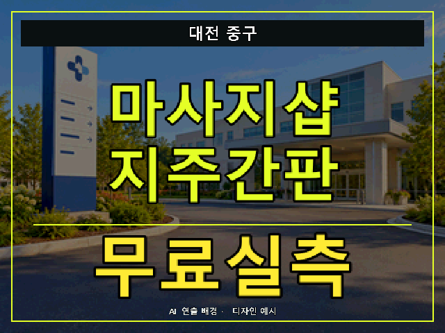 대전 중구 마사지샵 지주간판 무료실측 안내 썸네일 · AI 연출 배경