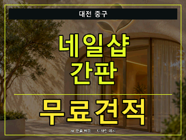 대전 중구 네일샵 간판 무료견적 안내 썸네일 · AI 연출 배경