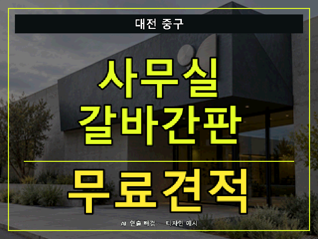 대전 중구 사무실 갈바간판 무료견적 안내 썸네일 · AI 연출 배경