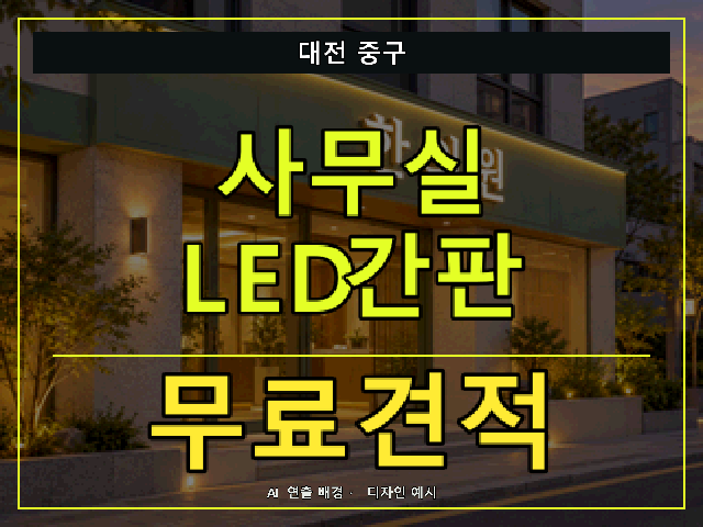 대전 중구 사무실 LED간판 무료견적 안내 썸네일 · AI 연출 배경