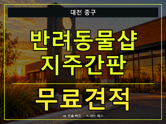 대전 중구 반려동물샵 지주간판 무료견적 안내 썸네일 · AI 연출 배경