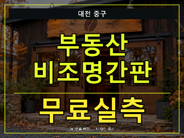 대전 중구 부동산 비조명간판 무료실측 안내 썸네일 · AI 연출 배경
